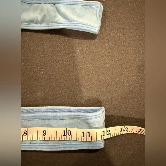 Attifall Seamless Square Neck Sports Bra Ribbed Crop Top Low Cut Blue Size XS/S - Picture 4 of 5